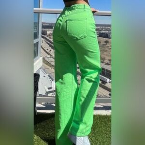 Zara Bright Green Flare Jeans
